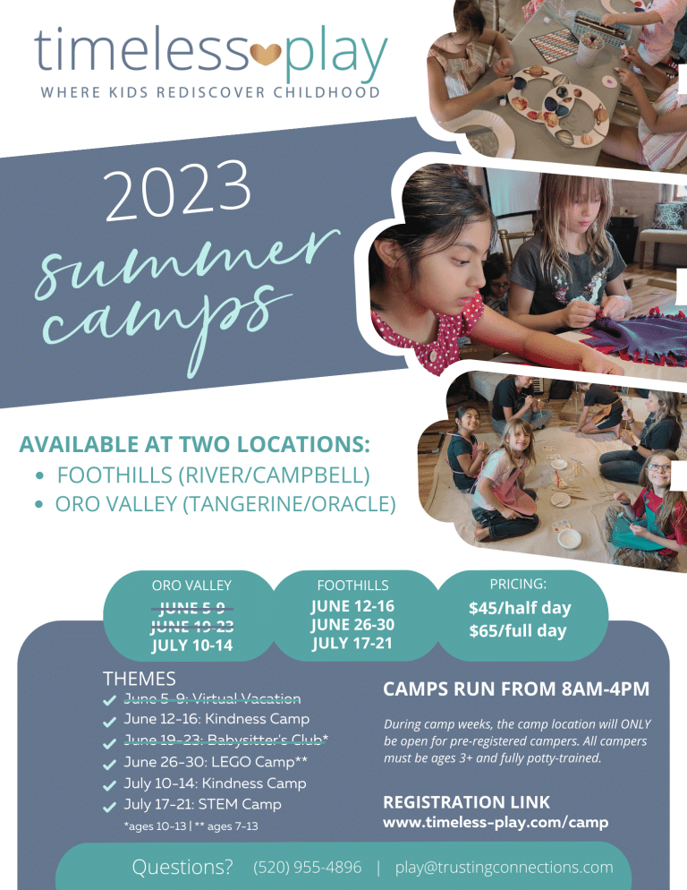 2023 summer camp flyer - available in Tucson and Oro Valley.